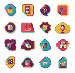 shopping sticker banner flat design background set, eps10