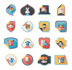 shopping sticker banner flat design background set, eps10