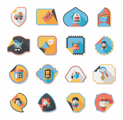 shopping sticker banner flat design background set, eps10
