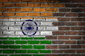 Brick wall texture with flag