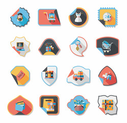 shopping sticker banner flat design background set, eps10