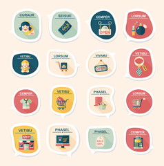 shopping speech bubble flat design background set, eps10