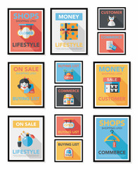 shopping poster banner flat design background set, eps10