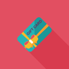 shopping gift card flat icon with long shadow,eps10