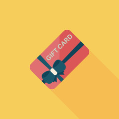 shopping gift card flat icon with long shadow,eps10