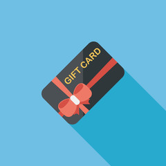 shopping gift card flat icon with long shadow,eps10