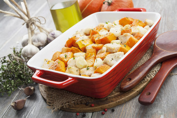 Chicken baked with pumpkin