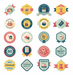 shopping badge flat design background set, eps10