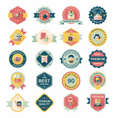 shopping badge flat design background set, eps10