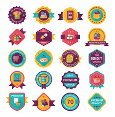 shopping badge flat design background set, eps10