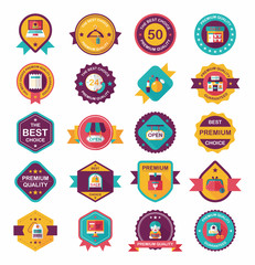 shopping badge flat design background set, eps10