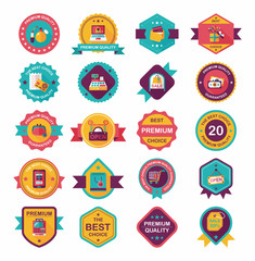 shopping badge flat design background set, eps10