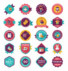shopping badge flat design background set, eps10