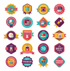 shopping badge flat design background set, eps10