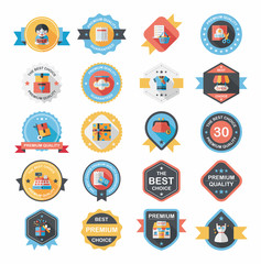 shopping badge flat design background set, eps10