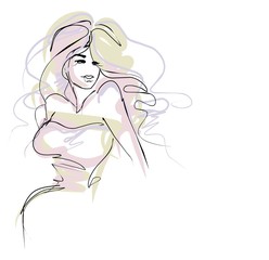 background with a portrait of the beautiful young girl