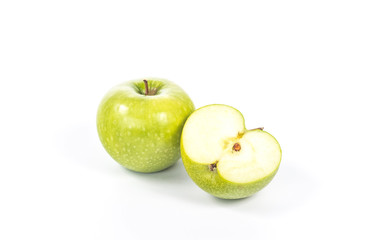 half an apple next to a whole