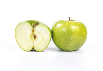 half an apple next to a whole