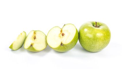 line from various parts of apples - whole, half and quarter