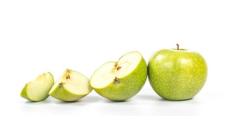 line from various parts of apples - whole, half and quarter