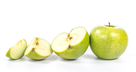 line from various parts of apples - whole, half and quarter