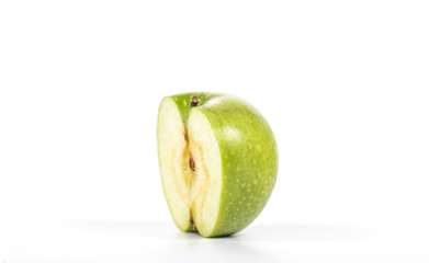 half green apple isolated on white background