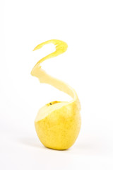 spiral peel yellow apple