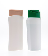 Plastic shampoo bottles