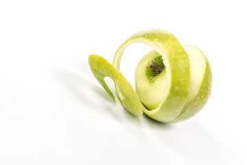 spiral of green apple peel