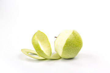 spiral of green apple peel