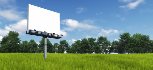 Blank big billboard over tree landscape background, put your text here