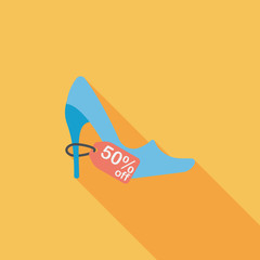 shopping high-heeled shoes flat icon with long shadow,eps10