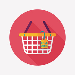 shopping basket flat icon with long shadow,eps10