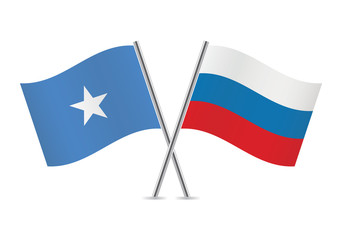 Somali and Russian flags. Vector illustration.