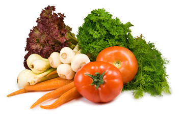 vegetables on white background