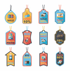 shopping tag banner flat design background set, eps10