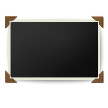 Photo frame with straight edges in vintage brown photo corners