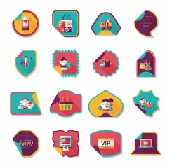shopping sticker banner flat design background set, eps10