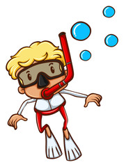 A young boy snorkeling