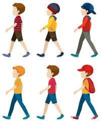 Faceless boys walking