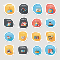 shopping sticker banner flat design background set, eps10