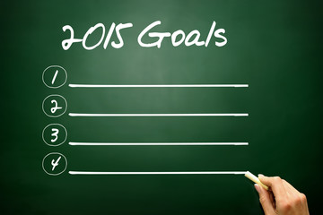 Hand drawn 2015 Goals concept, blank list on blackboard