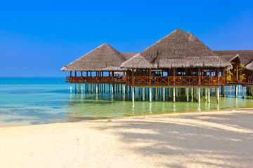 Cafe on tropical Maldives island