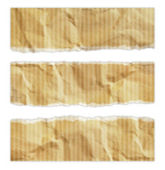 Collection of paper tears, isolated on white with soft shadows. 