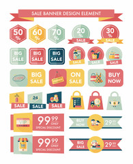 shopping sale banner flat design background set, eps10