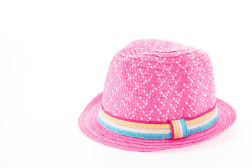 pink straw hat isolated on white background