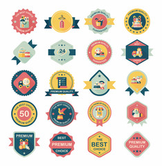 shopping badge banner flat design background set, eps10