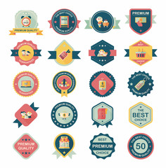 shopping badge banner flat design background set, eps10