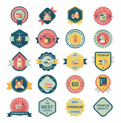 shopping badge banner flat design background set, eps10