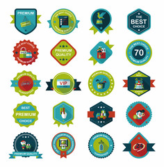 shopping badge banner flat design background set, eps10